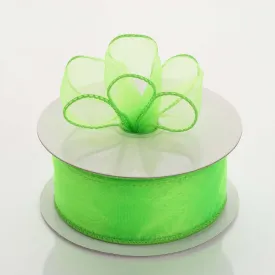 10 Yards 1.5" Apple Green Sheer Organza Wired Edge Ribbon