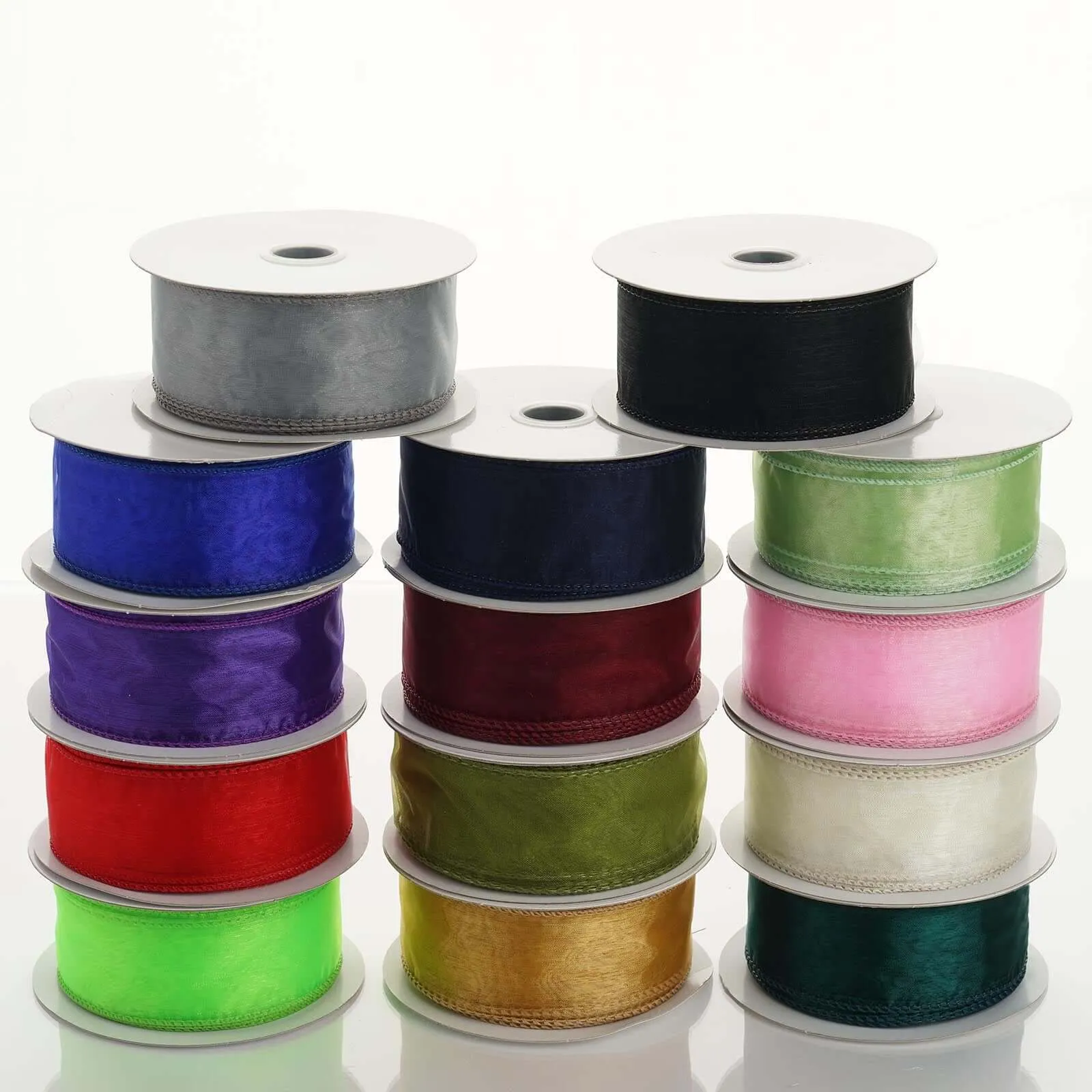 10 Yards 1.5" White Sheer Organza Wired Edge Ribbon