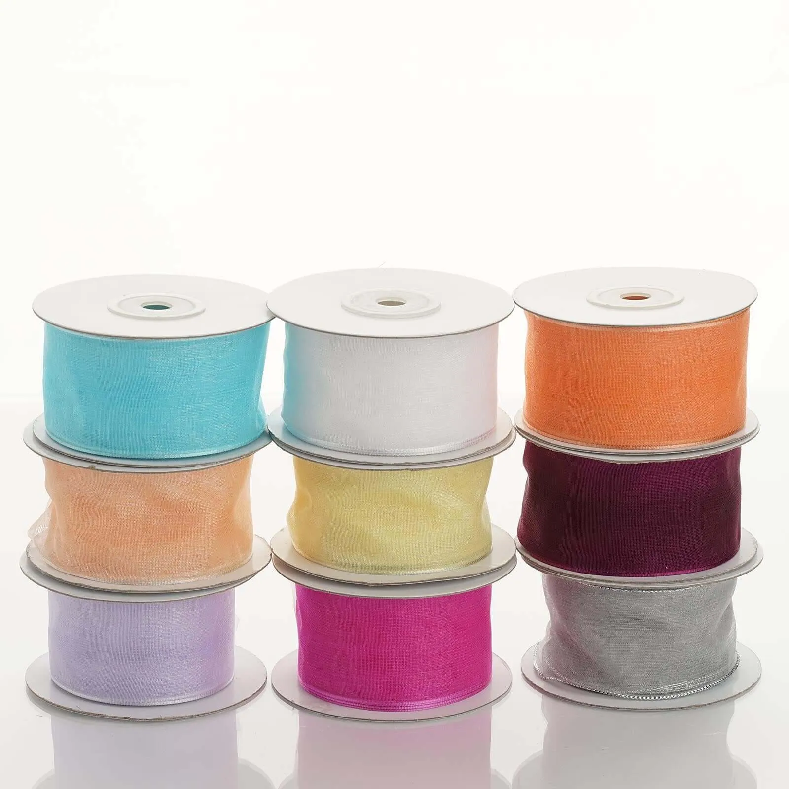 10 Yards 1.5" White Sheer Organza Wired Edge Ribbon