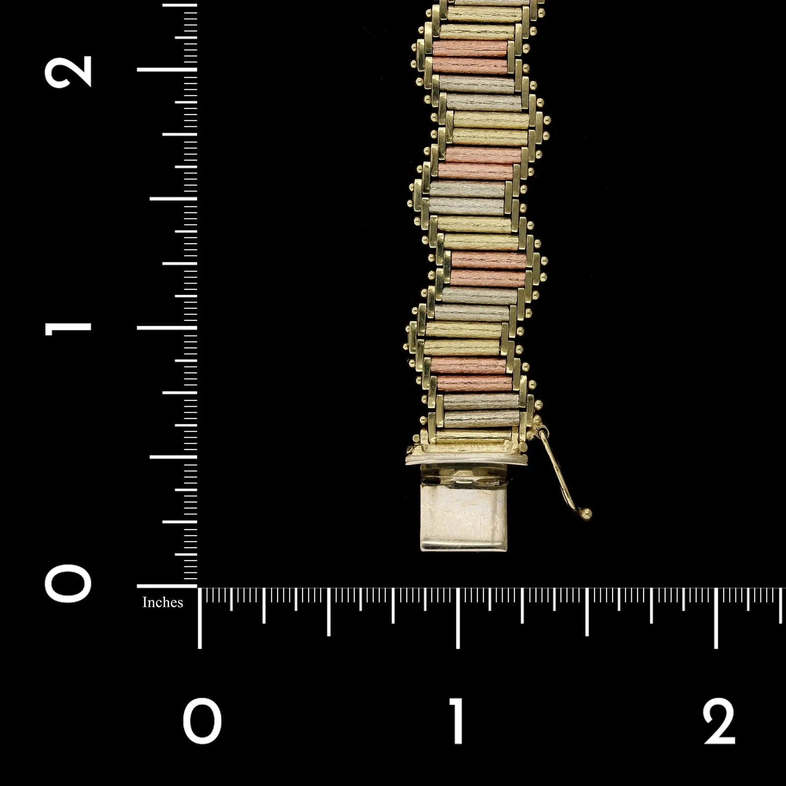 14K Tricolor Gold Estate Fancy Link Bracelet