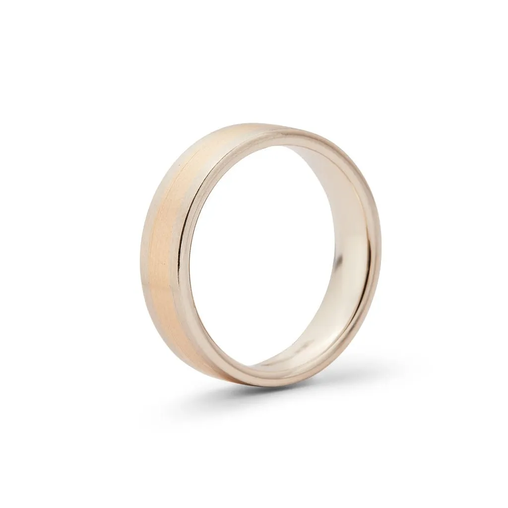 14K Two-Tone Gold 6mm Satin Finish Band