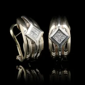 14K Two-tone Gold Estate Diamond Earrings