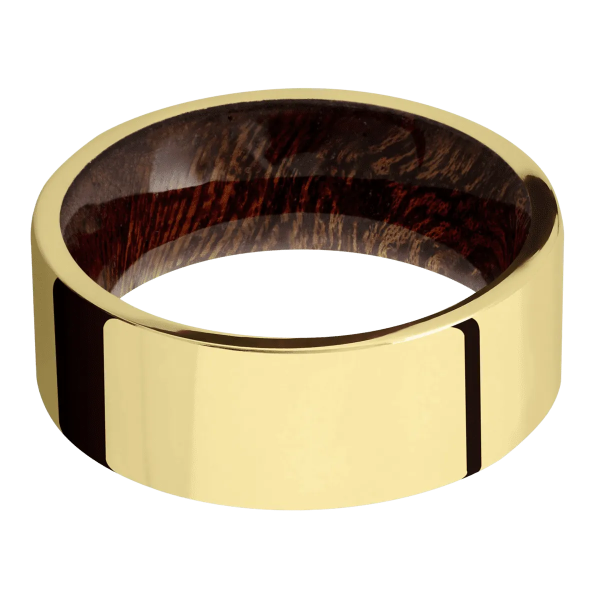 14K Yellow Gold with Polish Finish and Sapele