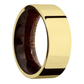 14K Yellow Gold with Polish Finish and Sapele