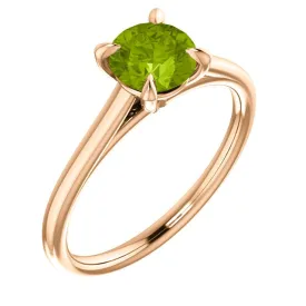 14KT GOLD 0.95 CT ROUND PERIDOT SOLITAIRE RING