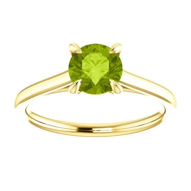 14KT GOLD 0.95 CT ROUND PERIDOT SOLITAIRE RING