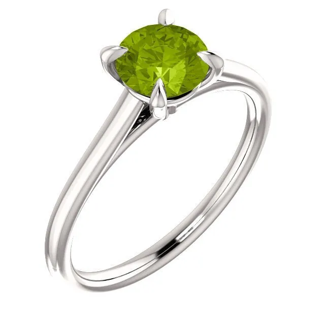 14KT GOLD 0.95 CT ROUND PERIDOT SOLITAIRE RING