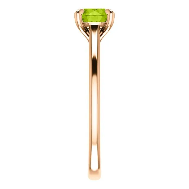 14KT GOLD 0.95 CT ROUND PERIDOT SOLITAIRE RING