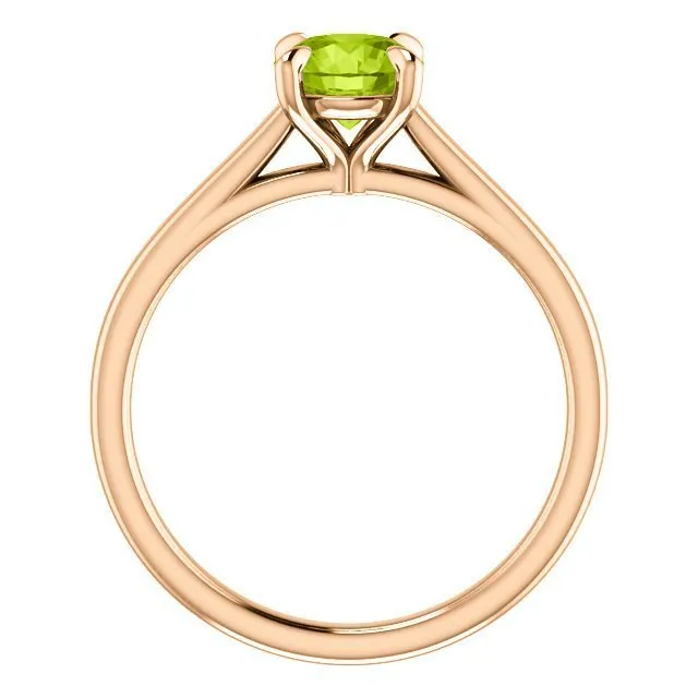 14KT GOLD 0.95 CT ROUND PERIDOT SOLITAIRE RING