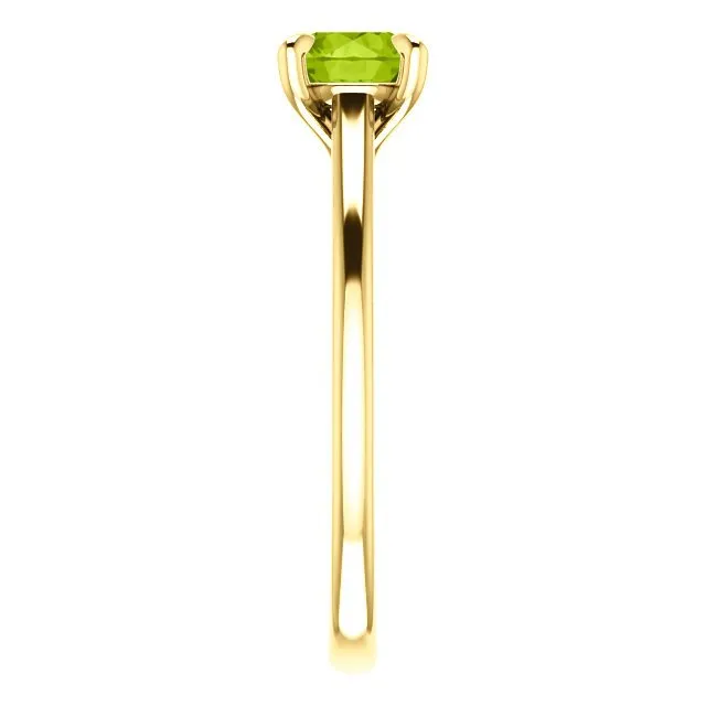 14KT GOLD 0.95 CT ROUND PERIDOT SOLITAIRE RING