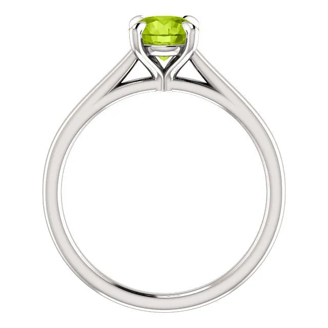14KT GOLD 0.95 CT ROUND PERIDOT SOLITAIRE RING