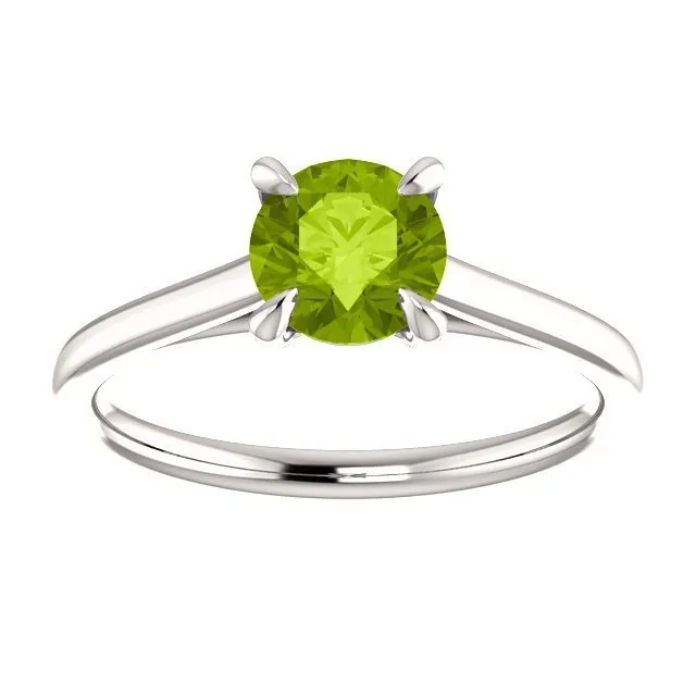 14KT GOLD 0.95 CT ROUND PERIDOT SOLITAIRE RING