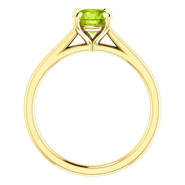 14KT GOLD 0.95 CT ROUND PERIDOT SOLITAIRE RING