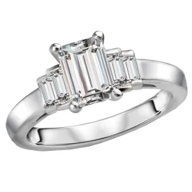 14KT Gold 1 1/3 CTW Emerald Diamond 5 Stone Ring
