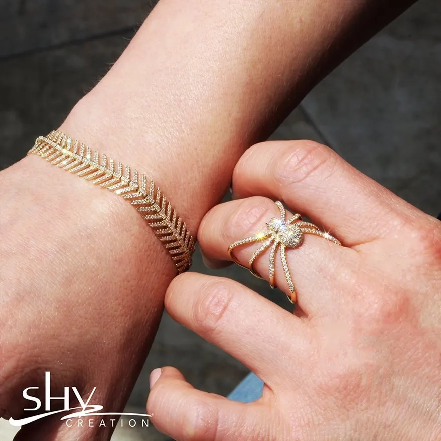 14KT GOLD 1.45 CTW DIAMOND FEATHER BRACELET