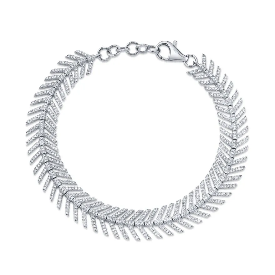 14KT GOLD 1.45 CTW DIAMOND FEATHER BRACELET