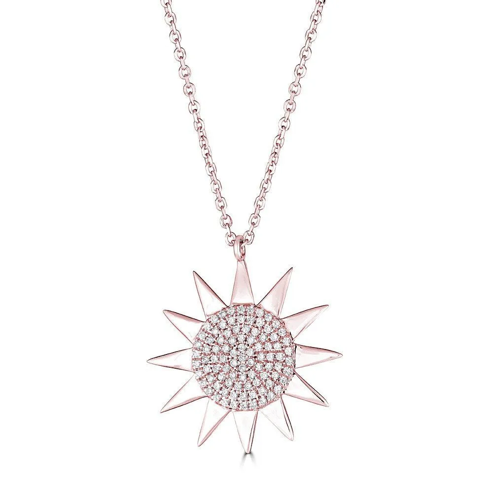 14KT GOLD 1/5 CTW DIAMOND SUN NECKLACE