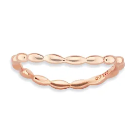 1.5mm Stackable 14K Rose Gold Plated Silver Curved Rice Bead Band