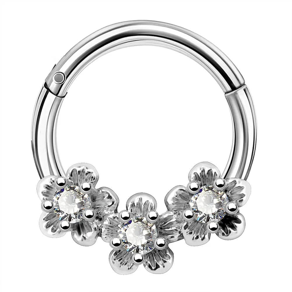 16G 5/16 CZ Flower Cluster Stainless Steel Septum Ring