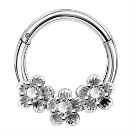 16G 5/16 CZ Flower Cluster Stainless Steel Septum Ring