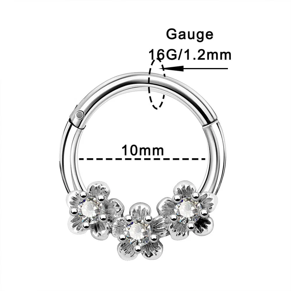 16G 5/16 CZ Flower Cluster Stainless Steel Septum Ring