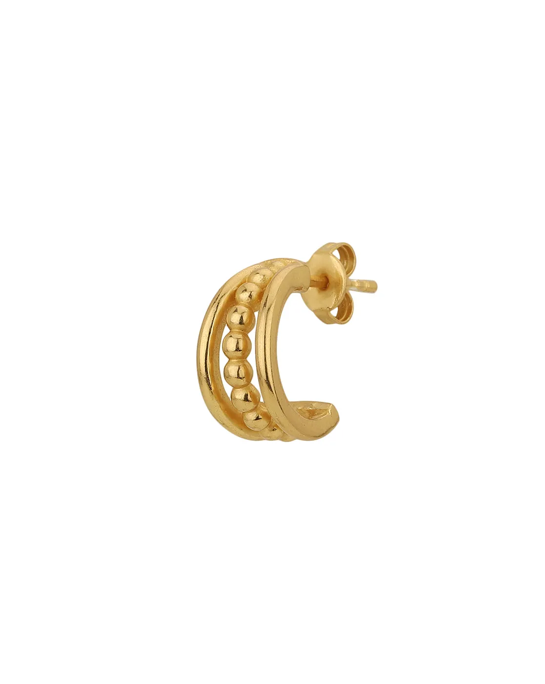 18Kt Gold Plated Triple Row Fancy Hoop Earring
