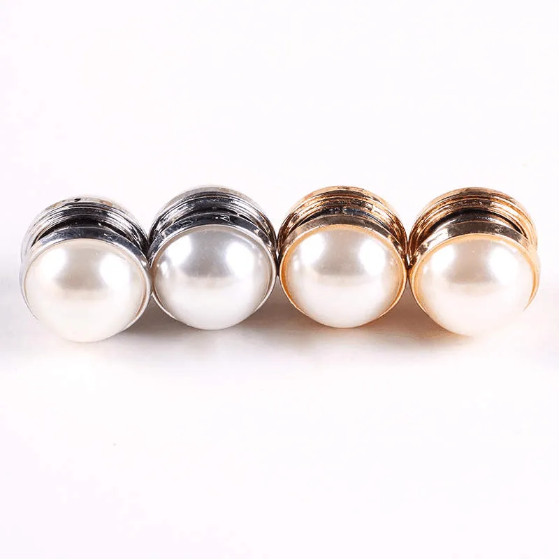 2 Pairs Magnetic Hijab Pearl Pins - White (4pcs)