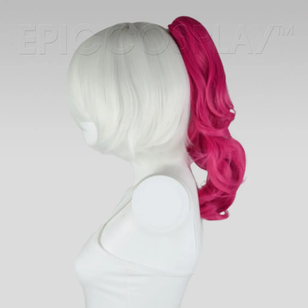 20" Raspberry Pink Wavy Curly Ponytail Clipon