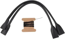 2Pcs Genuine Leather Bag Straps Handle for DIY Hand Accessories Thread Black Brown (Black)