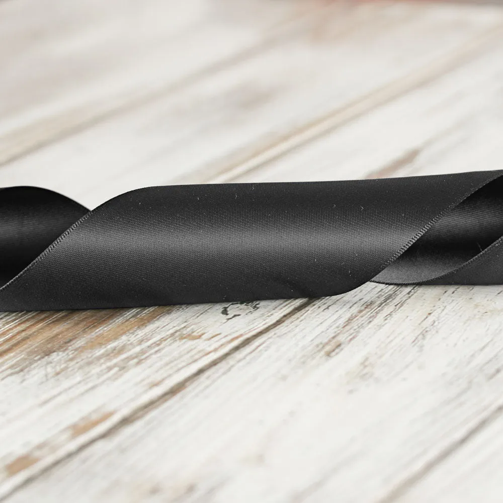 75mm Double Faced Satin Ribbon - Black