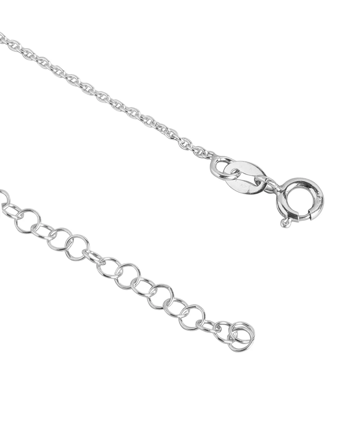 925 Sterling Silver Geometric & Pearl Pendant & Chain With Rhodium Plating