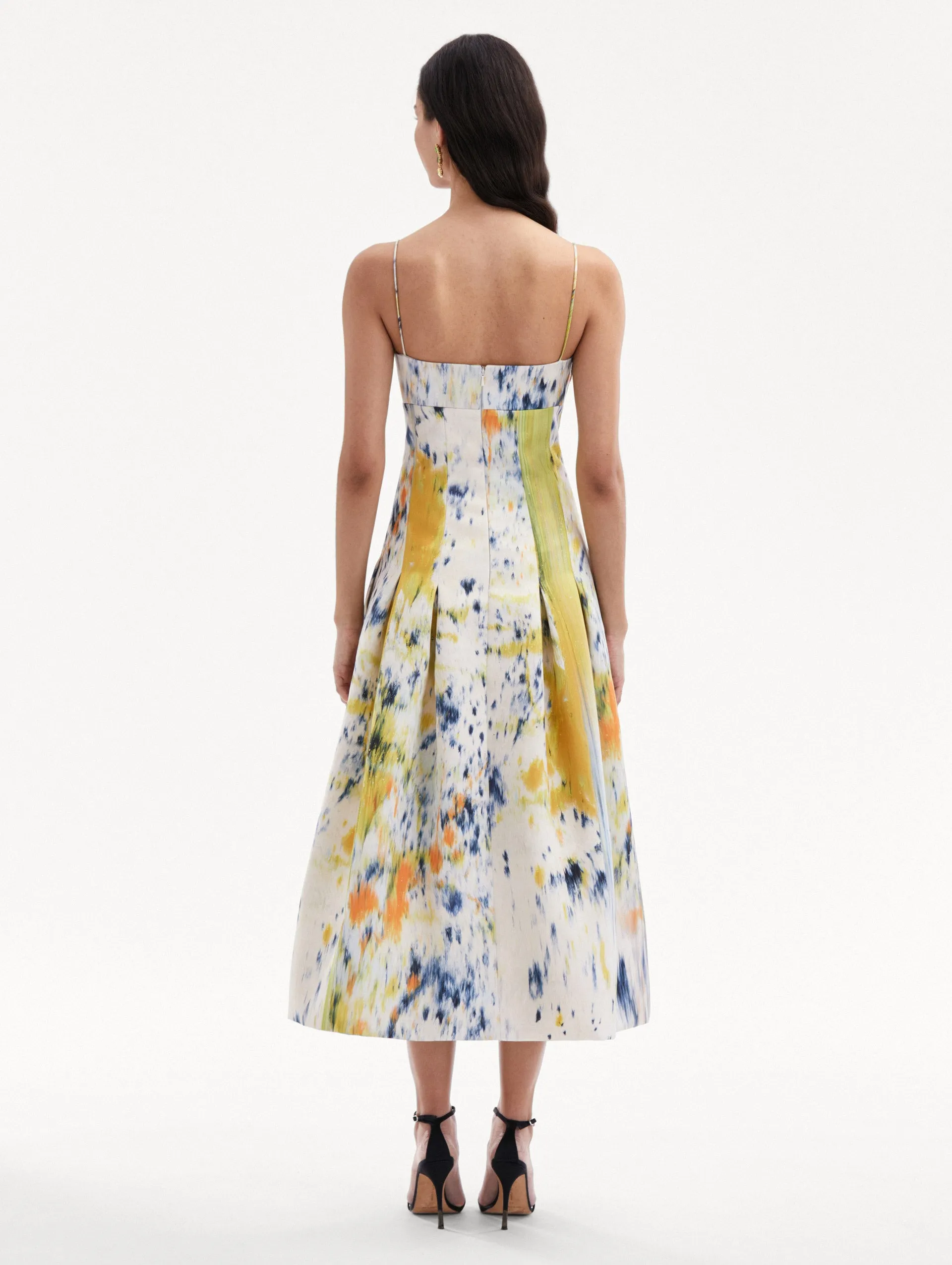 Abstract Brushstroke Satin Dress