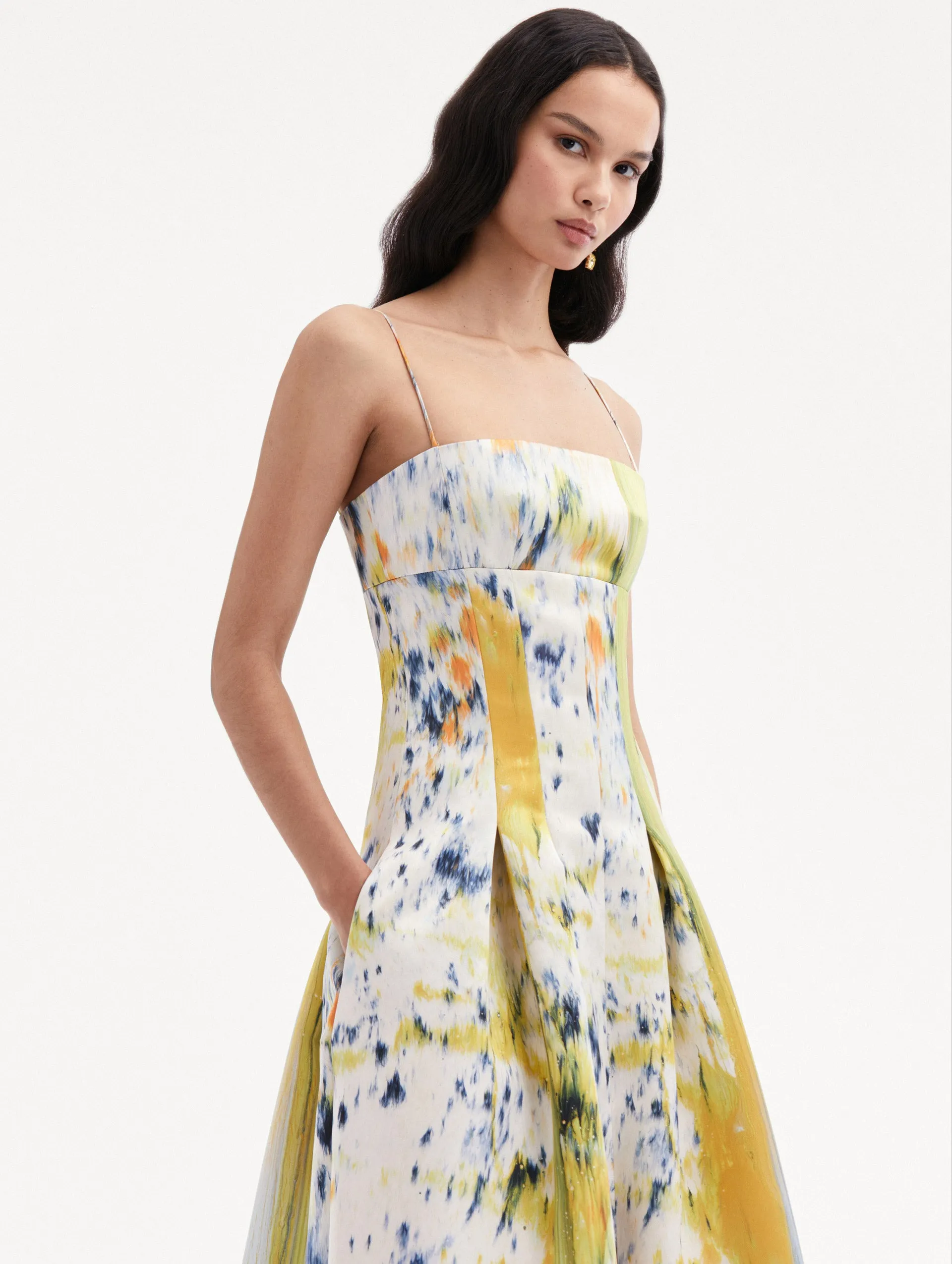 Abstract Brushstroke Satin Dress