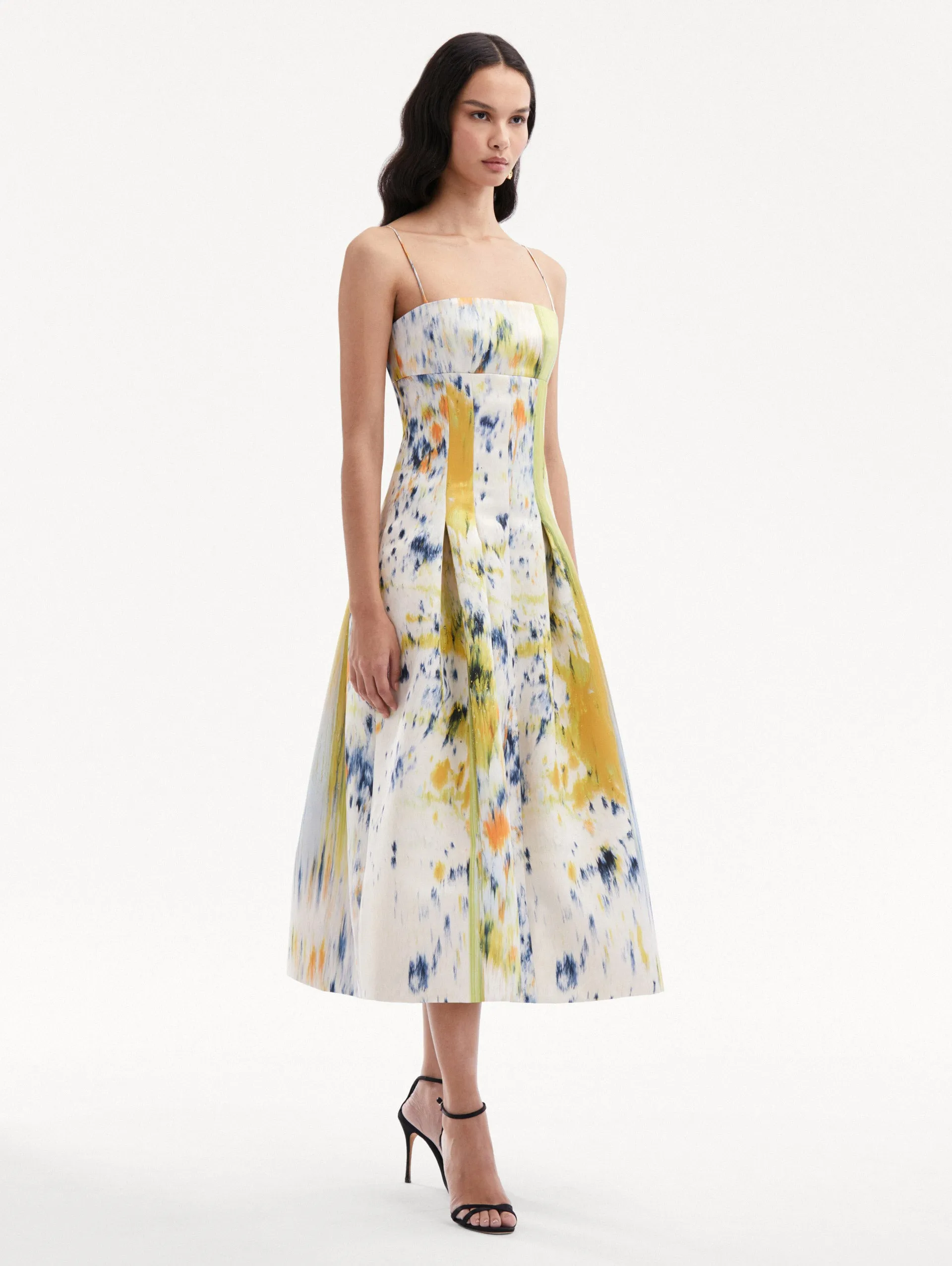Abstract Brushstroke Satin Dress
