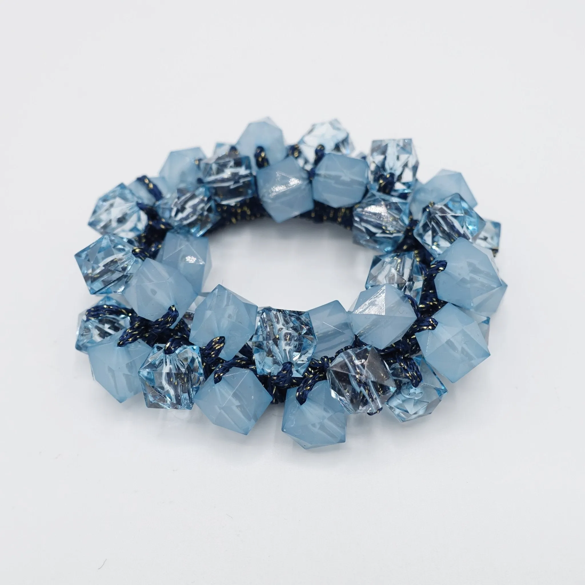 acrylic polyhedron beaded hair elastic ponytail holder women hair accessories