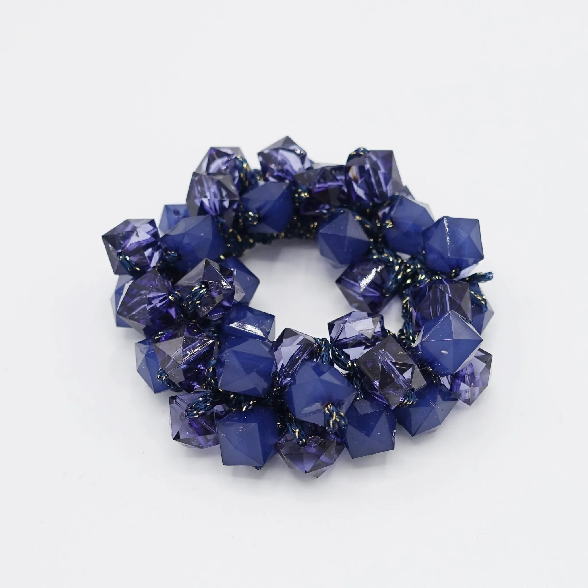 acrylic polyhedron beaded hair elastic ponytail holder women hair accessories