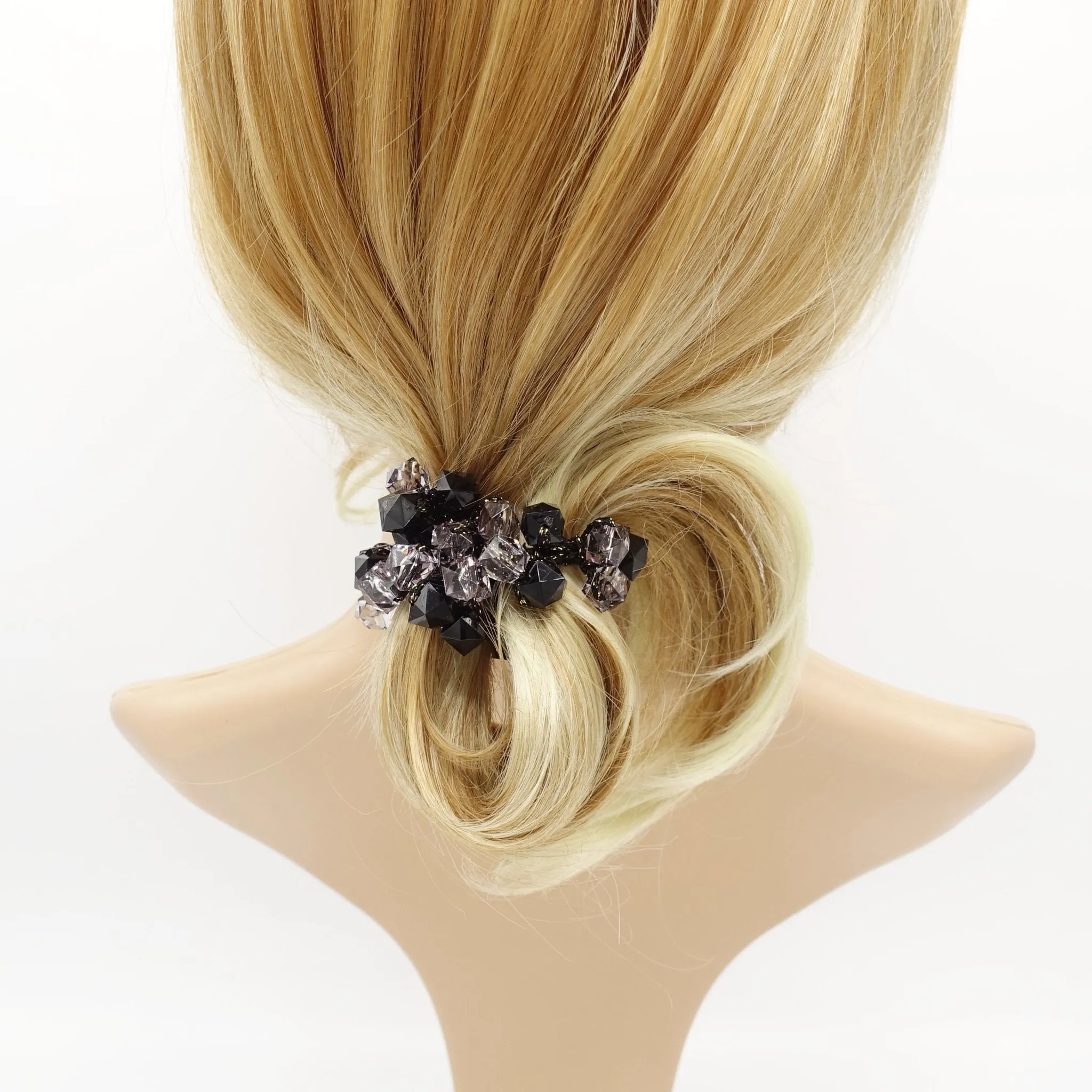 acrylic polyhedron beaded hair elastic ponytail holder women hair accessories