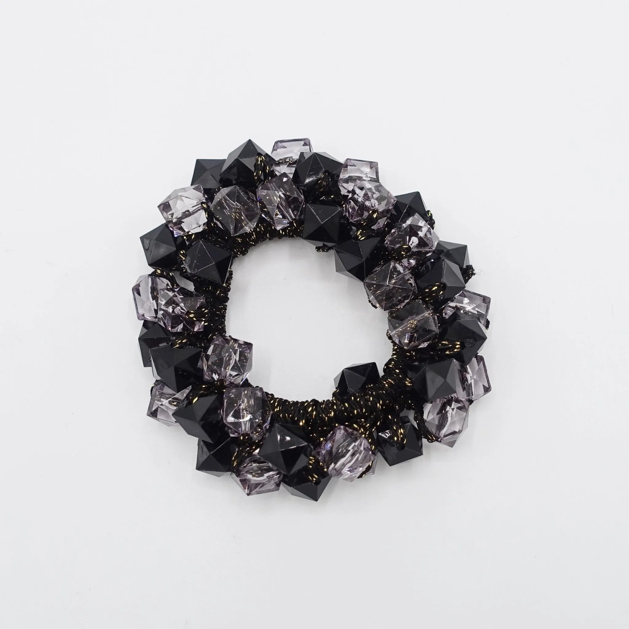 acrylic polyhedron beaded hair elastic ponytail holder women hair accessories