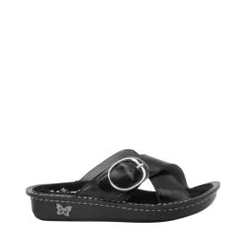 Alegria Women's Vanya Buckle Slide Sandal in Noir