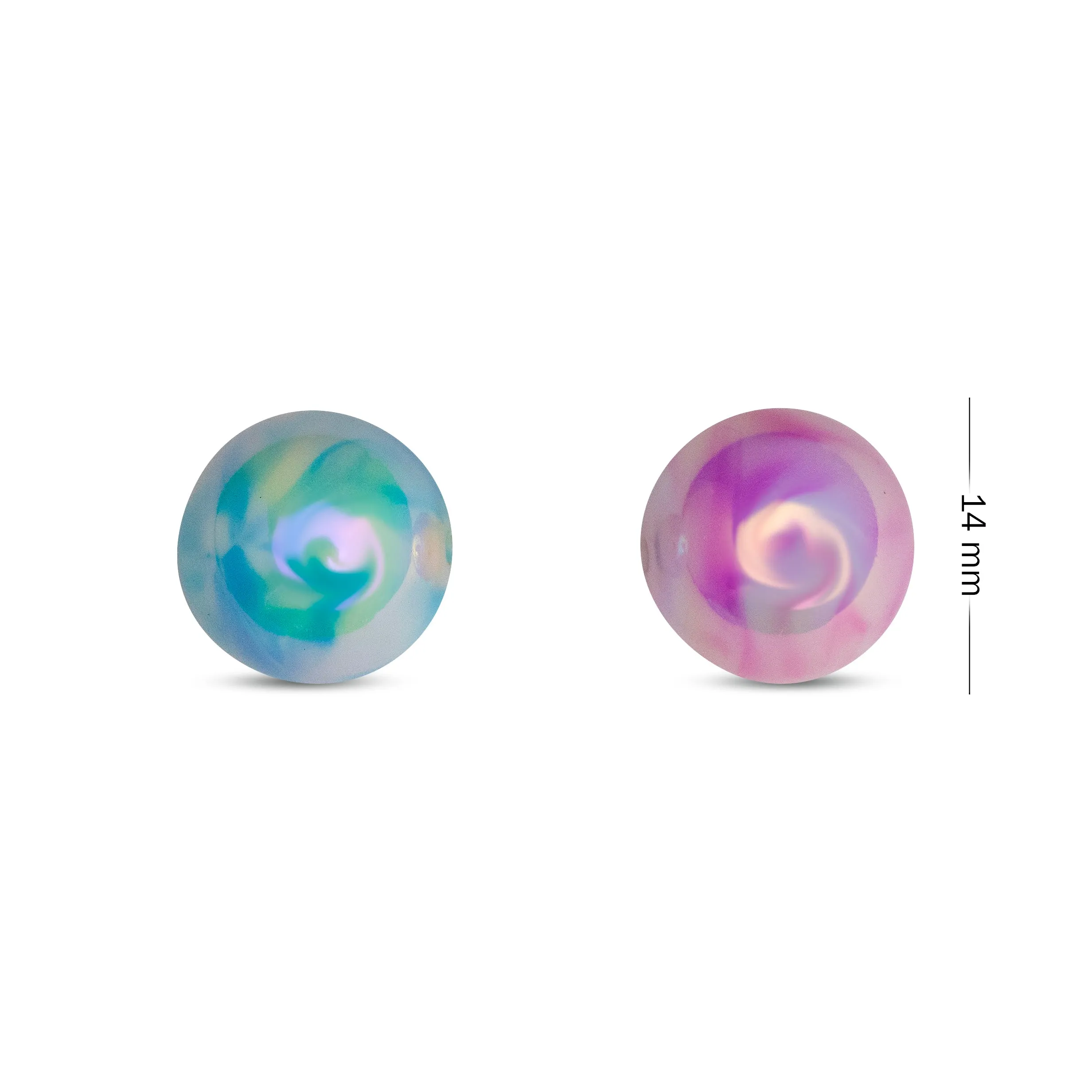 Assorted Rainbow Round Marble Plastic Beads | Size: 15mm | Qty: 12Pcs (High Quality)