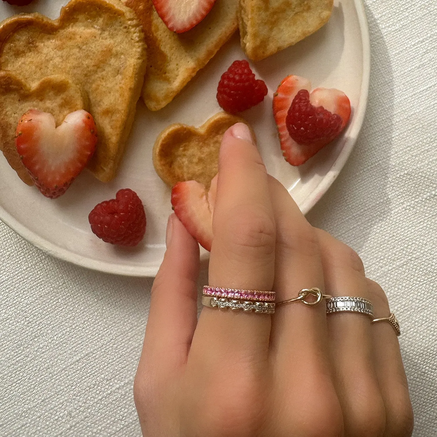 Baguette Eternity Ring | 14k Gold & Pink Sapphire