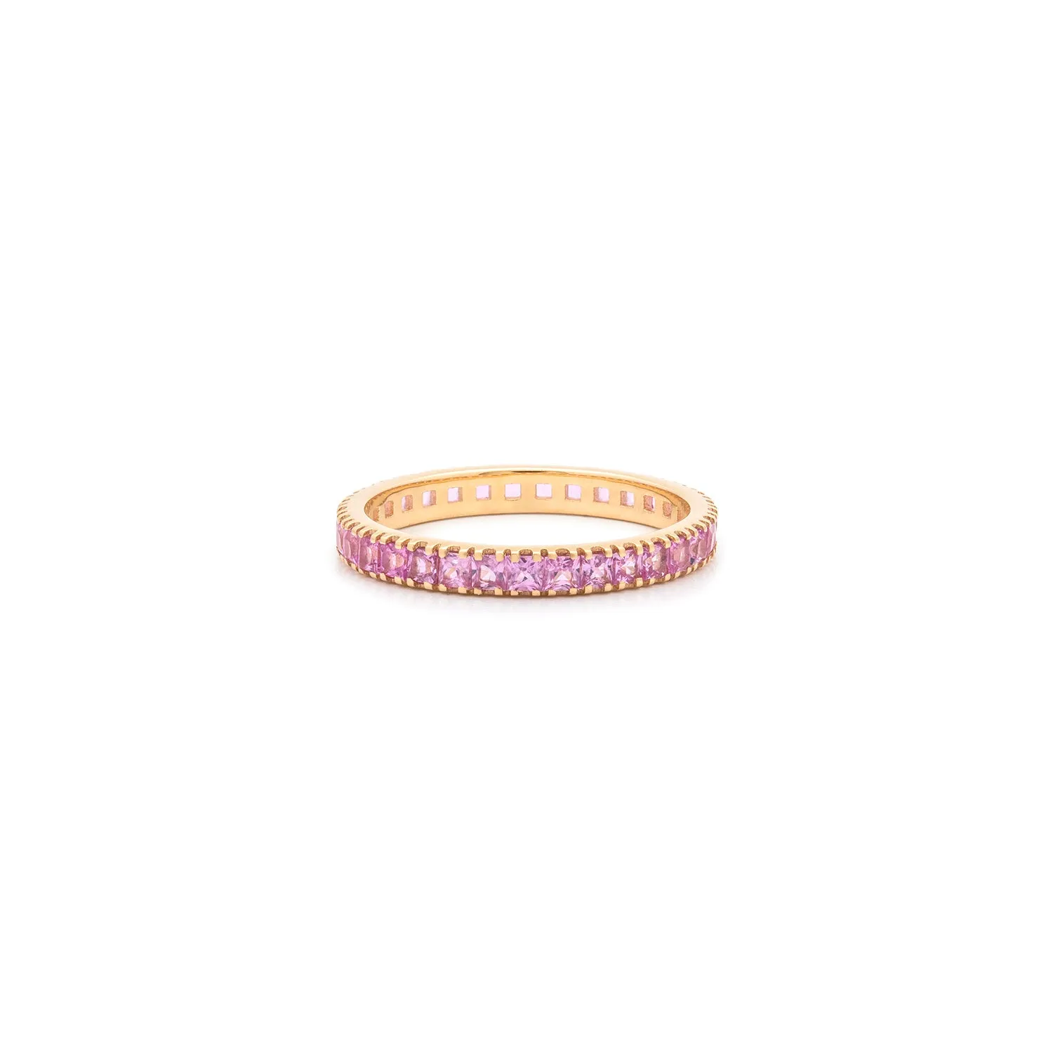 Baguette Eternity Ring | 14k Gold & Pink Sapphire