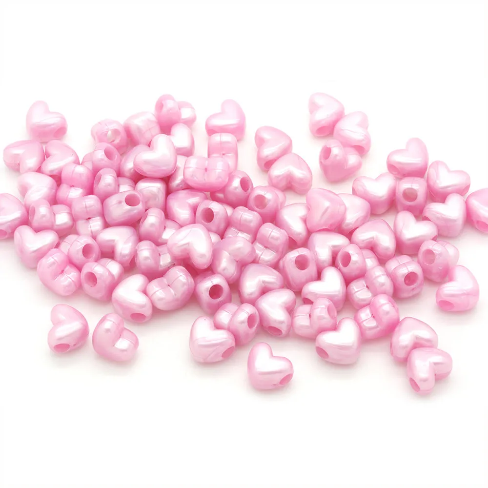 Bath Pearl Pale Pink Plastic Heart Pony 12x10mm-Pack of 100