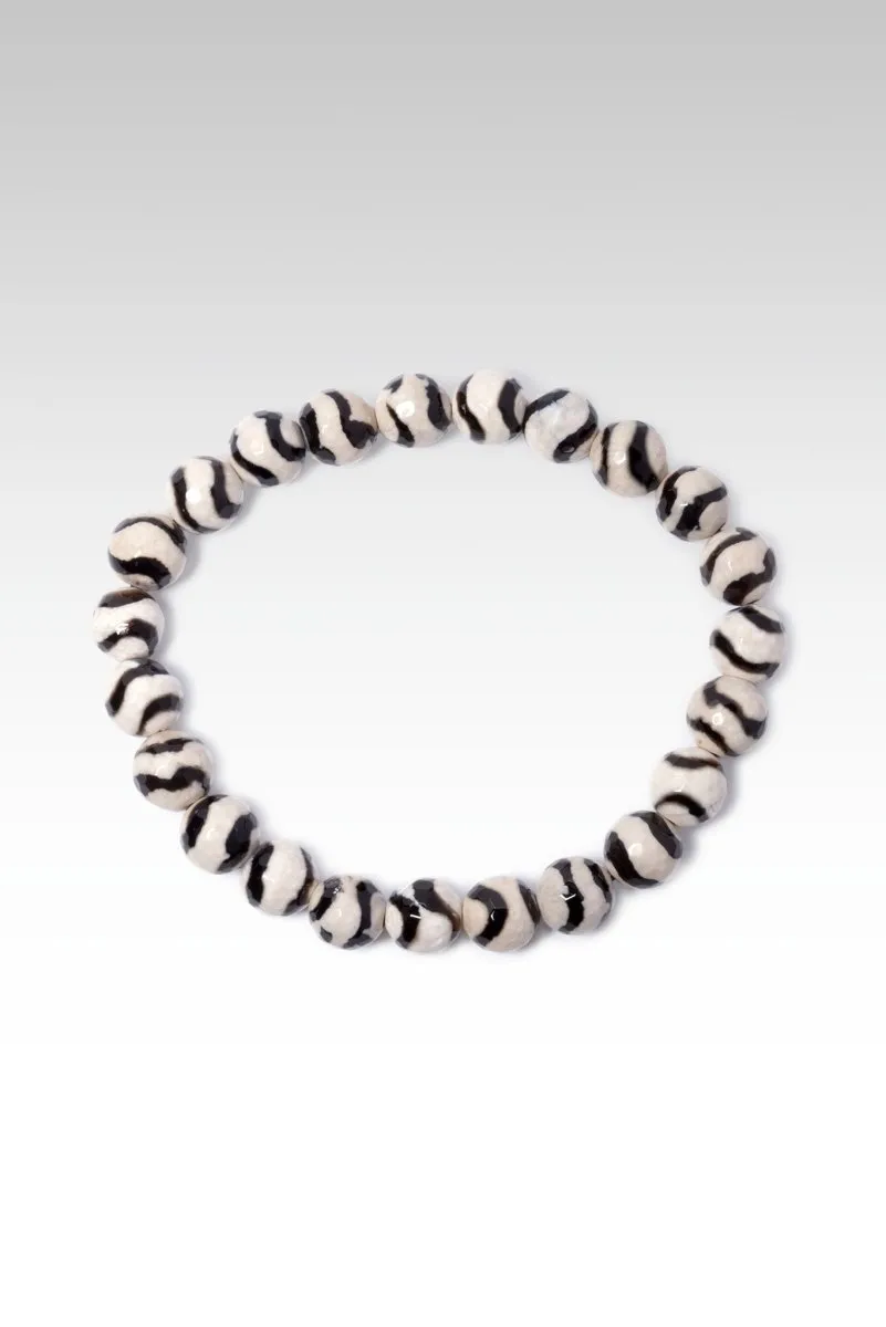Beaded Black and Cream Animal Print Agate Bracelet™
