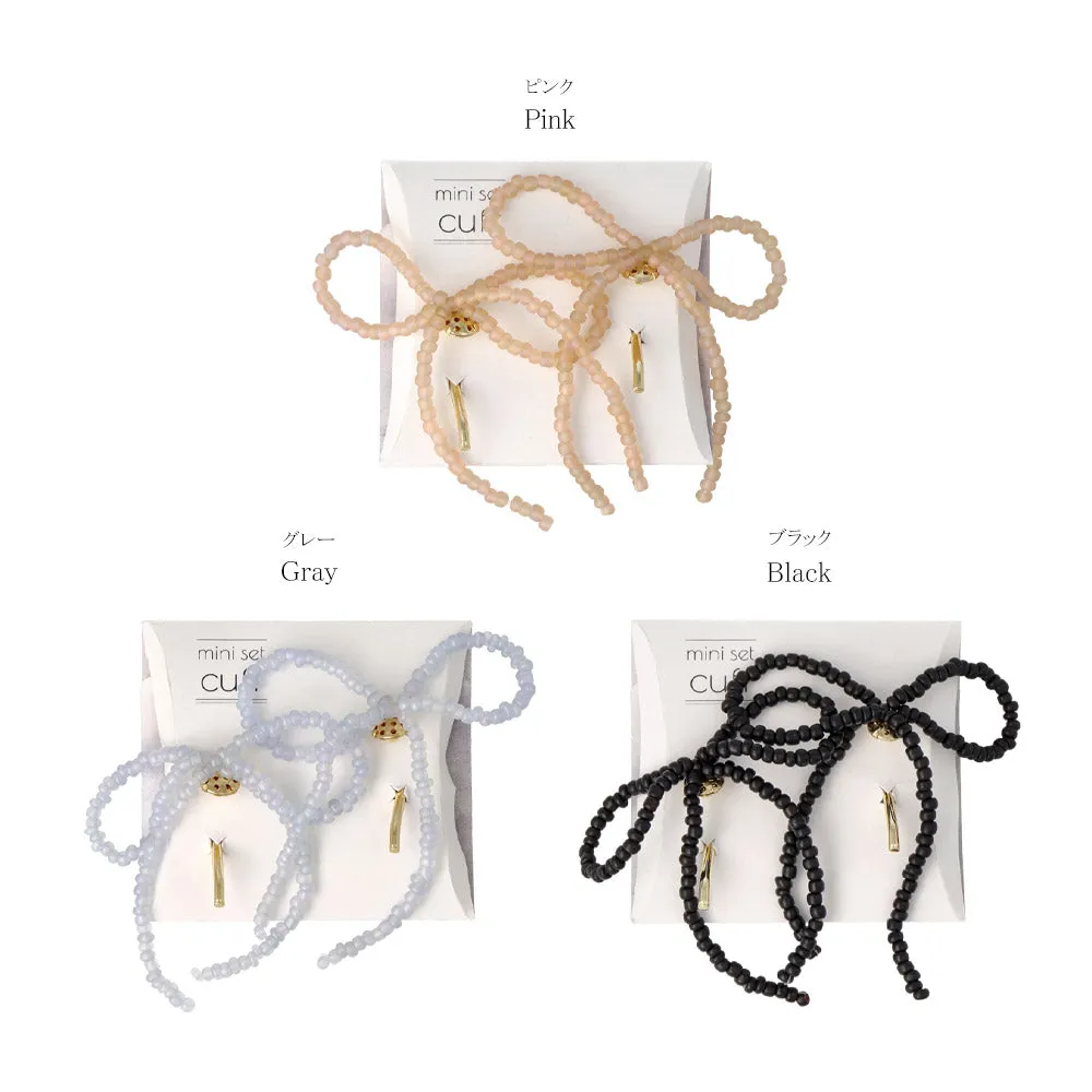 Beaded Bow Pony Hook Set