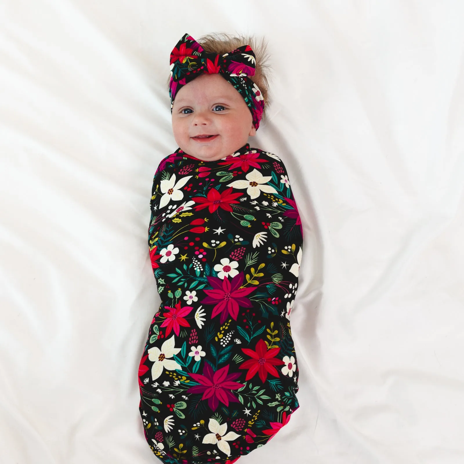 Berry Merry Swaddle & Luxe Bow Headband Set