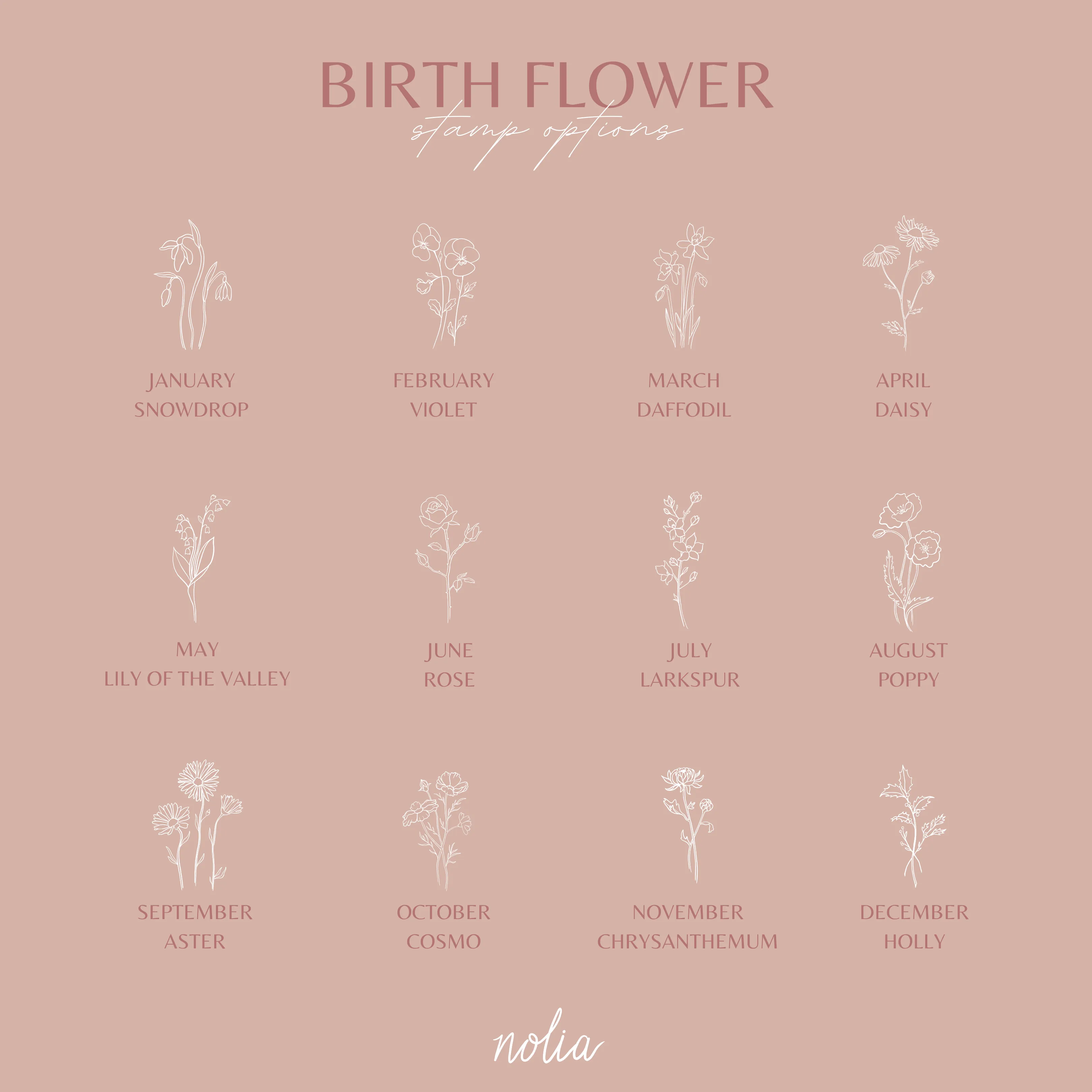 Birth Flower Hoop Earrings