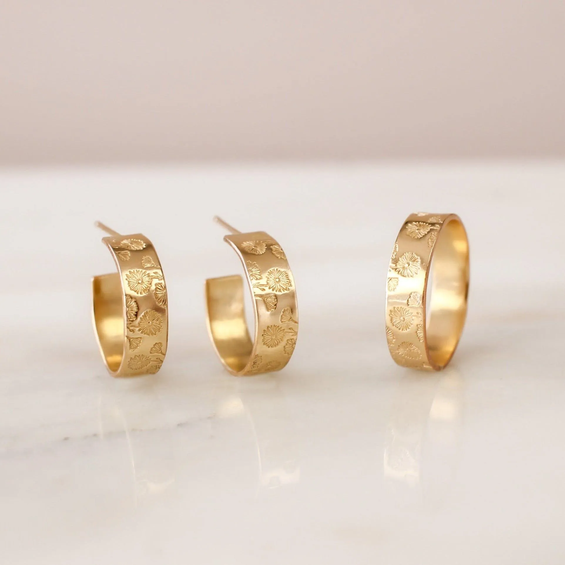 Birth Flower Hoop Earrings
