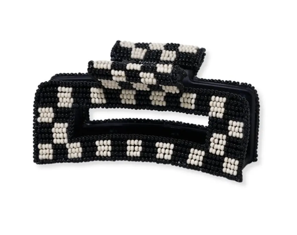Black & White Check Hair Clip