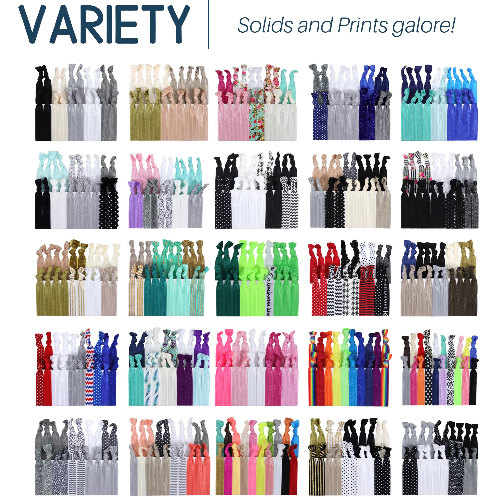 Black Ribbon Hair Ties - 100